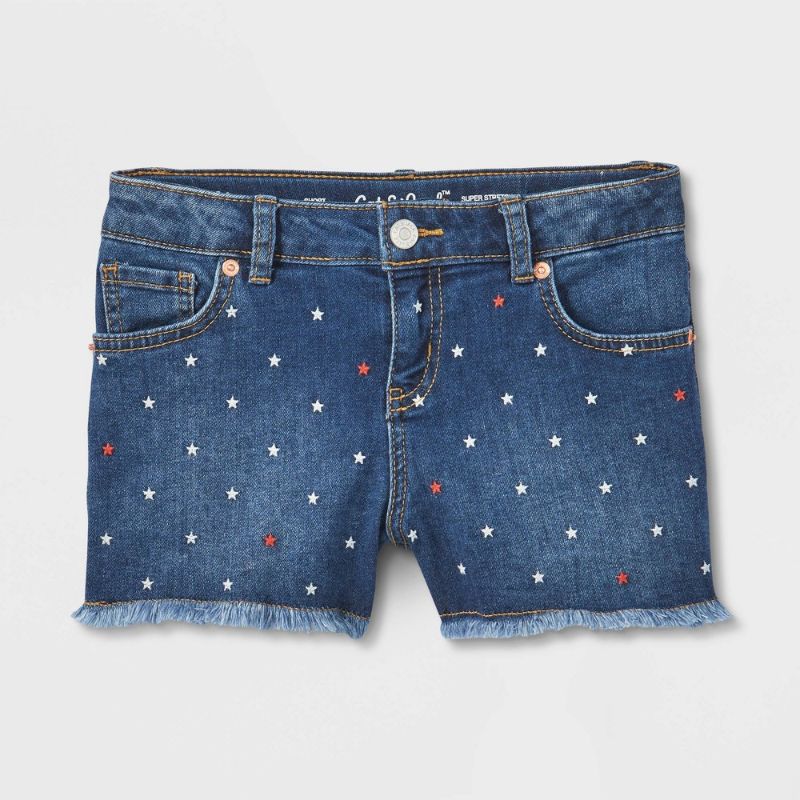 Photo 1 of Girs' Star Jean Shorts - Cat & Jack™ Dark Wash size large 
