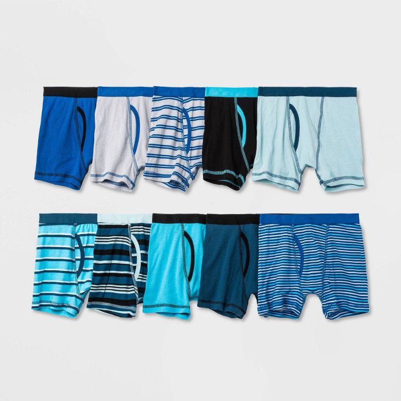 Photo 1 of Boys' 10pk Striped Boxer Briefs - Cat & Jack™ size large
