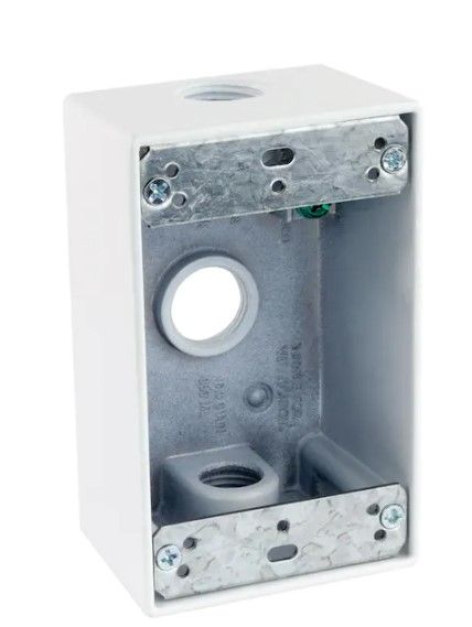 Photo 1 of 1/2 in. White 1-Gang 3-Holes Weatherproof Box
