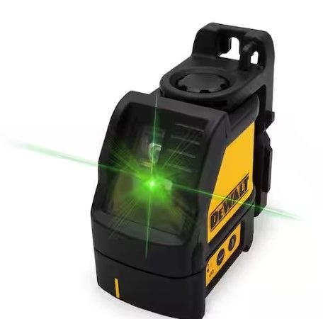 Photo 1 of 100 ft. Green Self-Leveling Cross Line Laser Level with (3) AA Batteries & Case
