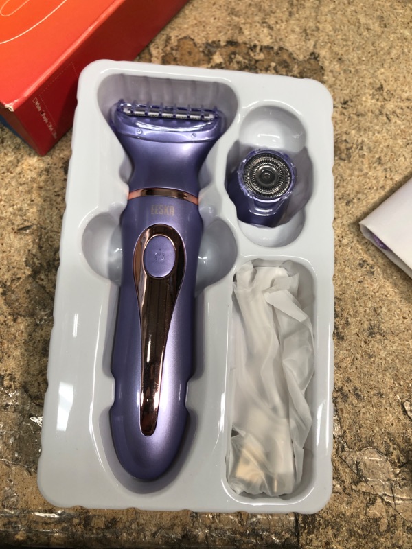 Photo 3 of 2-in-1 Electric Razor for Women, EESKA Electric Shaver for Women Cordless for Women Face, Legs and Underarm, Portable Bikini Trimmer IPX7 Waterproof Wet and Dry Hair Removal, Type-C USB Recharge… Purple