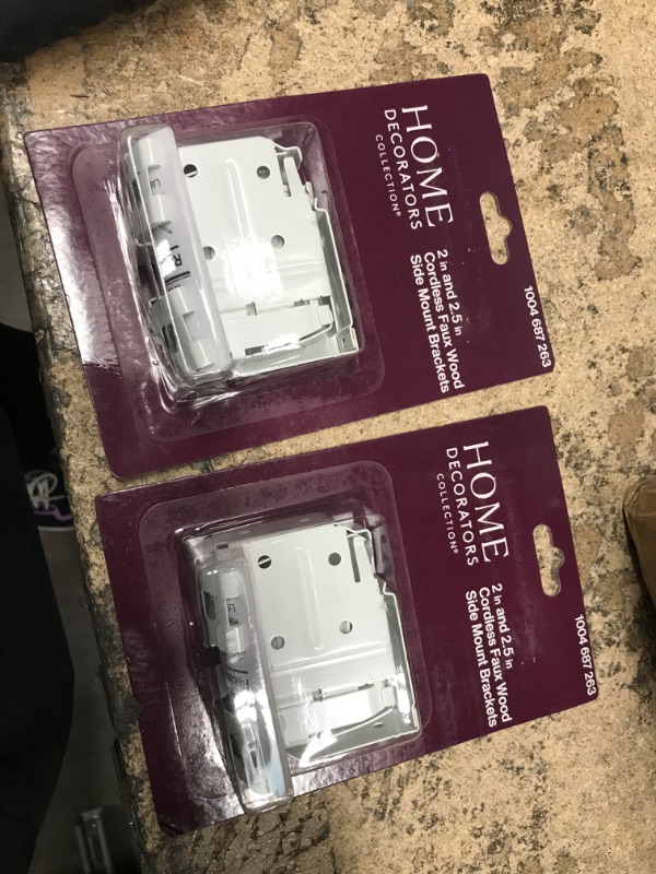 Photo 2 of  2 in. and 2.5 in. Cordless Faux Wood Side Mounting Bracket Set in White 2 Pack 
