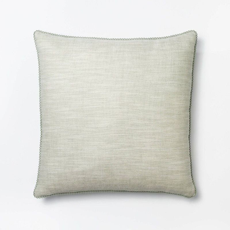 Photo 1 of *Stock Photo For Reference* Threshold Studio McGee Chambray Square Throw Pillow w/ Lace Trim 20x20" Sage BR4
