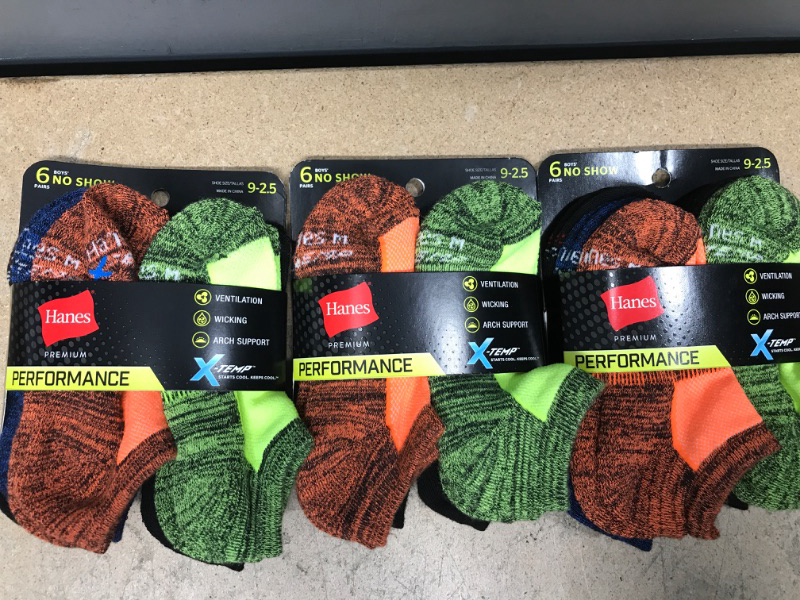 Photo 2 of 3 Pack Bundle Hanes Premium Boys' 6pk No Show Socks - Colors Vary - Medium Size 

