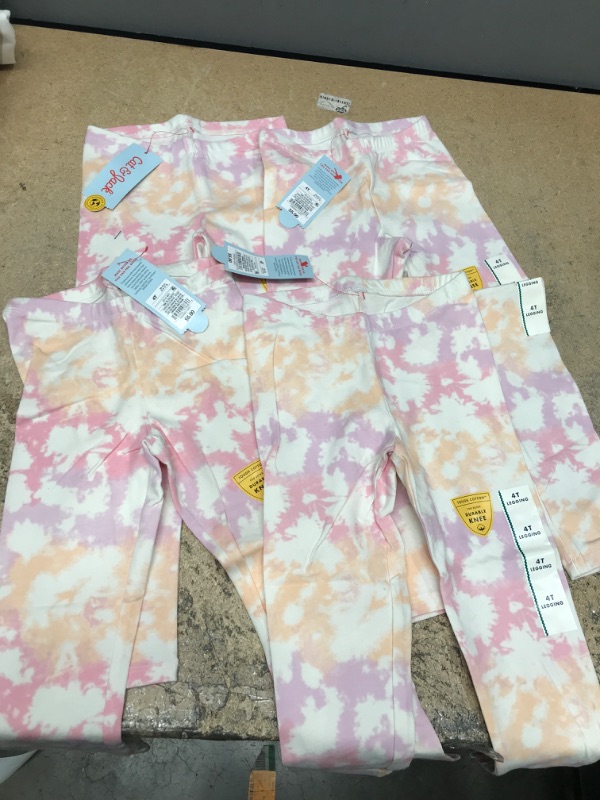 Photo 1 of 4 Pair Bundle Toddler Girls' Tie-Dye Leggings - Cat & Jack Light Pink 4T
