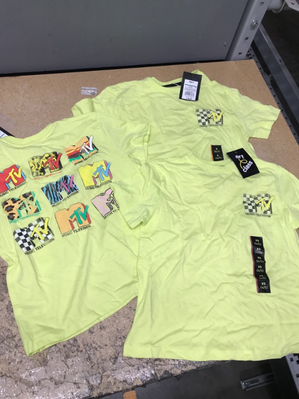 Photo 1 of 3 Item Bundle - Mtv Music Logo T Shirt Kids XS and S Yellow Solid Multi Color Logo NWT
