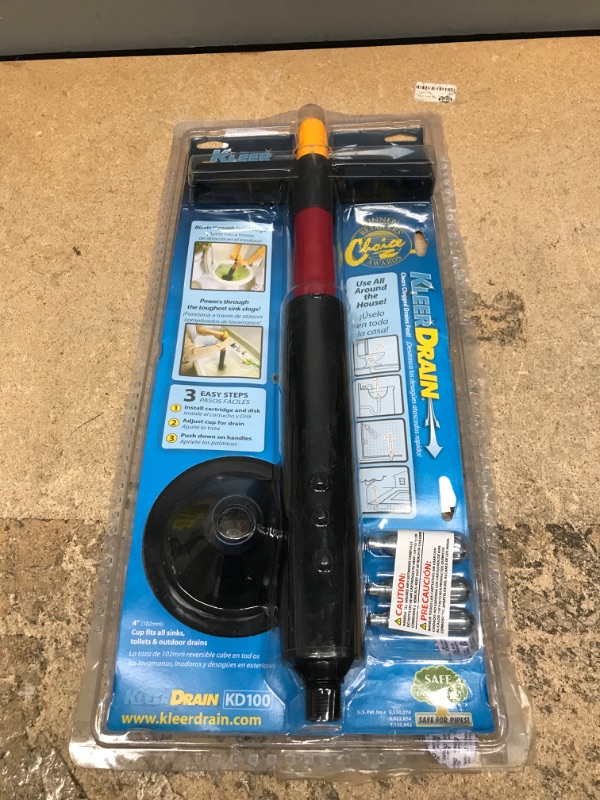 Photo 2 of "MISSING 1 CO2 CARTRIDGE "Kleer Drain 100 Heavy Duty Toilet Plunger, Powerful CO2 Air Pressure, Instant Drain Opener for Sinks, Toilets, Bathtubs, Showers