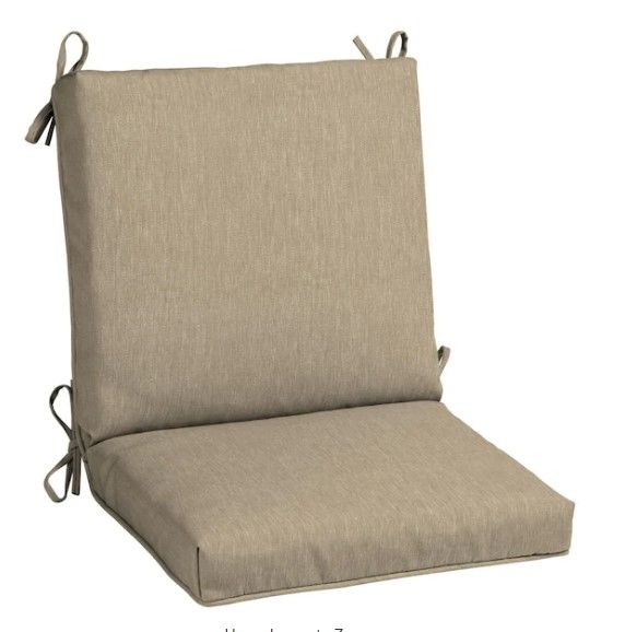 Photo 1 of 20 in. x 19 in. CushionGuard Outdoor Welted Mid Back Dining Chair Cushion in Khaki
