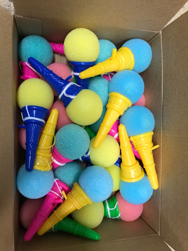 Photo 1 of 24 PCS 4inch Ice Cream Shooters Toys,Mini Ice Cream Cone with String,Foam Ice Cream Launcher Toy for Kids and Adults,Party Favors,Games,Carnival Prize