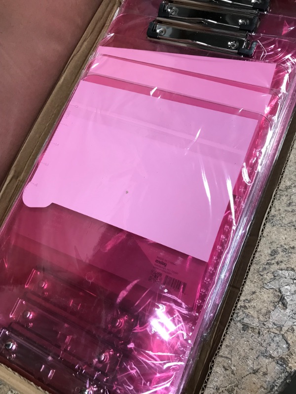 Photo 2 of Plastic Clipboard Standard Size Pink, Translucent Low Profile Clip Board, Hangable Clipboard, 12.7” x 9”, Holds 100 Sheets, Also Available in Blue, Purple, Green, Red, Grey, 30 Pc - by Enday 30 Pink