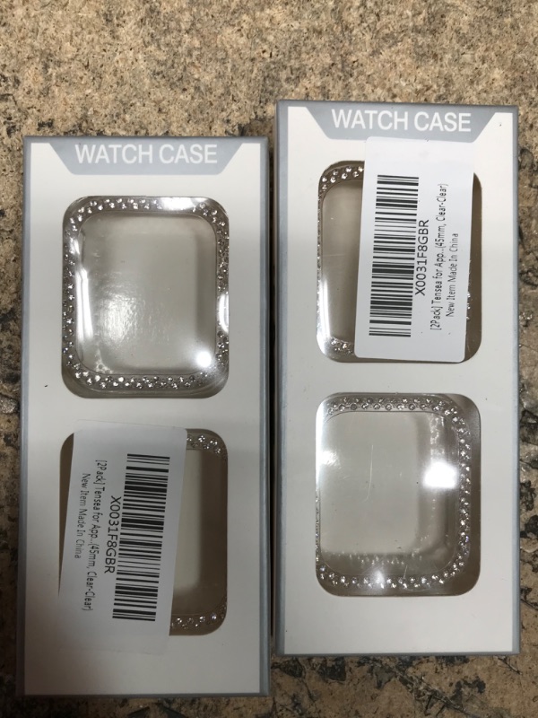 Photo 2 of [2Pack] Tensea for Apple Watch Bumper Case 45mm Series 8 7 Accessories [No Screen Protector], iWatch Protective PC Bling Cover Diamond Case Cystal Frame for Women Girls (for 45 mm Only, Clear-Clear) for 45mm Only Clear-Clear