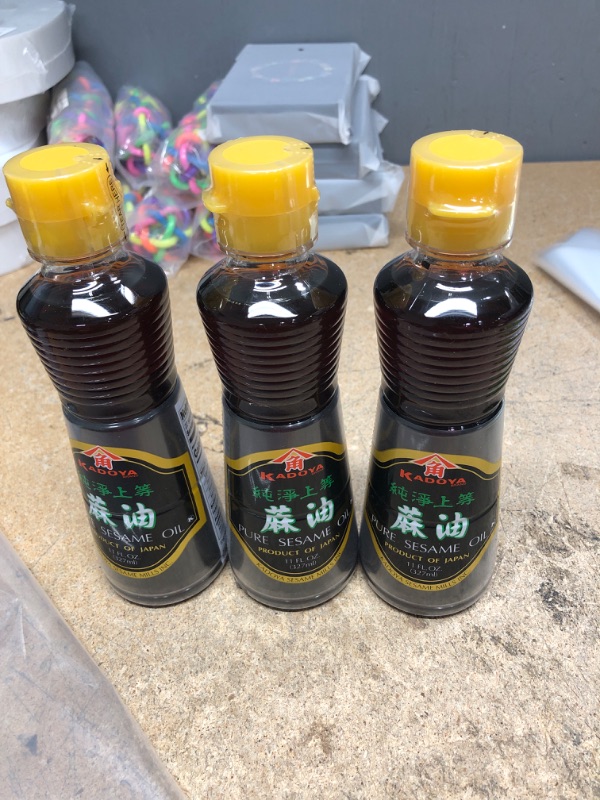 Photo 2 of *EXP: 6/14/23* 3 PACK Kadoya Pure Sesame Oil Fluid Ounce, 11 Fl Oz (B3039)