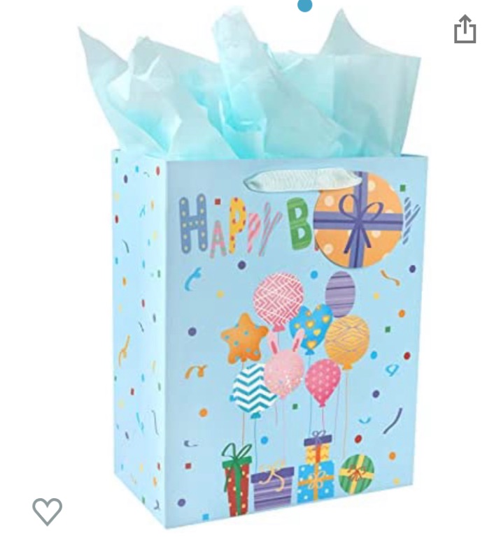 Photo 1 of Sharlity 13" Large Birthday Gift Bag for Baby Shower with Card and 3 Tissue Papers ?1pack?