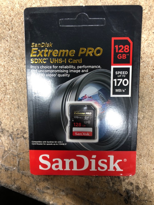 Photo 2 of 4.8 out of 5 stars171,371 Reviews
SanDisk 128GB Extreme PRO SDXC UHS-I Card - C10, U3, V30, 4K UHD, SD Card - SDSDXXY-128G-GN4IN