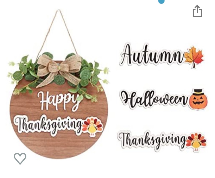 Photo 1 of 4.2 out of 5 stars7 Reviews
Thanksgiving Wreath Interchangeable Happy Sign Front Door Decorations, Seasonal Rustic Round Wood Wreaths Wall Hanging Decor, for Home Porch Indoor/Outdoor Autumn Halloween Thanksgiving Party Decor