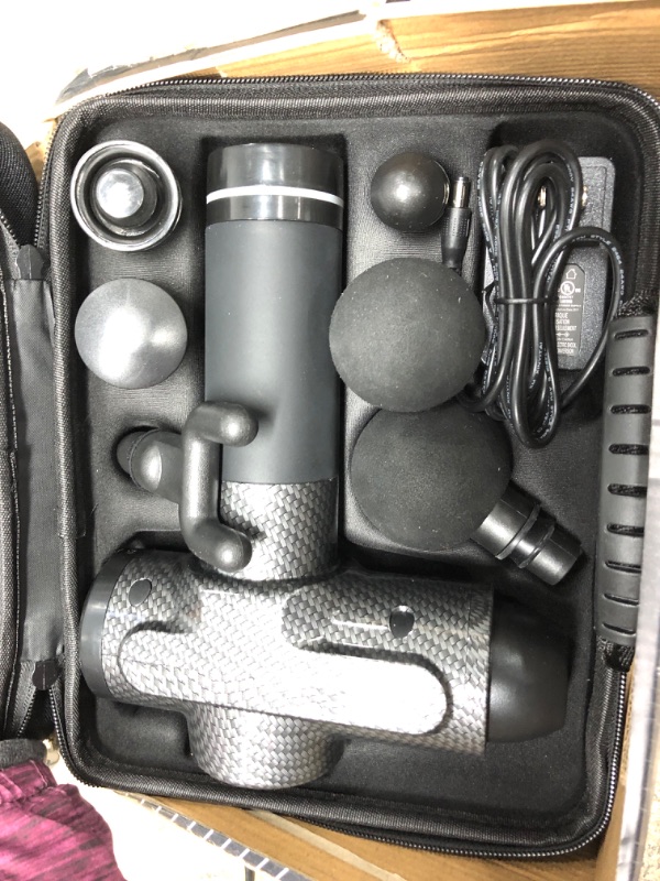 Photo 1 of **NON FUNCTIONAL PARTS ONLY** Massage Gun, Percussion Massage Device Cordless Handheld Vibration Deep Tissue Muscle Massager Gun, Super Quiet Brushless Motor, with 4 Massage Heads and 6 Adjustable Speed, Black
