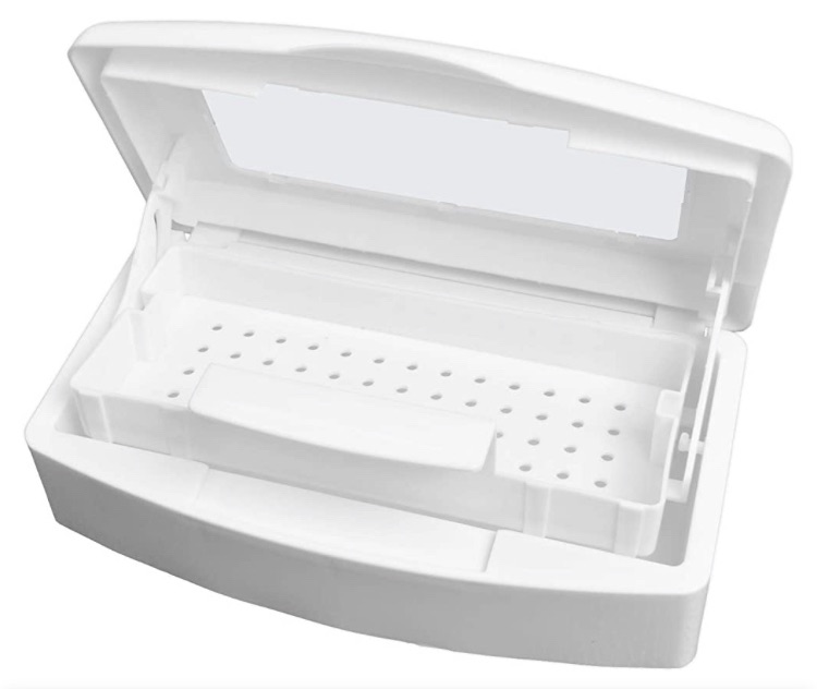 Photo 1 of Nail Tool Sterilizer Box, Plastic Sterilization Tray for Tweezer, Eyelash Extensions, Nail Implement for Esthetician