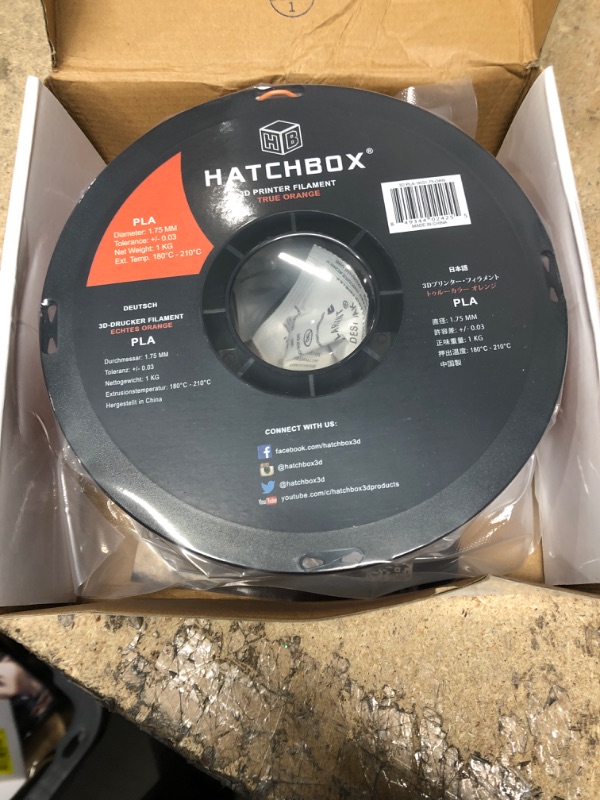 Photo 1 of Hatchbox PLA 3D Printer Filament, Dimensional Accuracy +/- 0.03 mm, 1 kg Spool, 1.75 mm, Orange