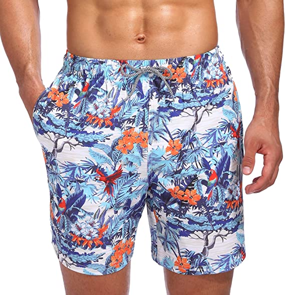 Photo 1 of Biwisy Mens Swim Trunks Quick Dry Beach Shorts Mesh Lining Swimwear Bathing Suits with Pockets-MEDIUM 
