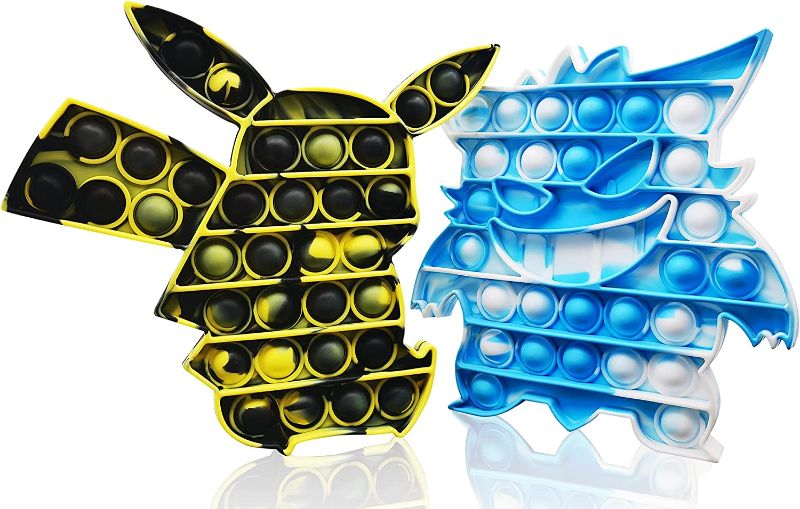 Photo 1 of 
2Pack Push Pop Fidget Toy, Stress Relieving Tie Dye Popper Fidget Toys That Suitable for ADHD and Early Educational Toddler Baby, Big Pop Silicone Fidgets for Girls and Kids (yellowblack+bluewhite)
