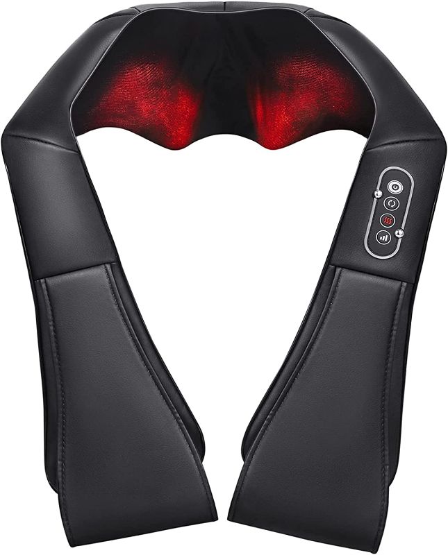 Photo 1 of Neck Shoulder Massage with Soothing Heat, Electric Shiatsu Back Massager 3D Deep Tissue Kneading Massagers for Full Body Muscle Pain Relief Relax, Christmas Birthday Gift, Black
