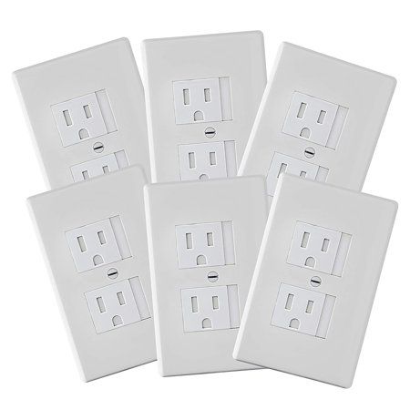 Photo 1 of 6-Pack Safety Innovations Self-Closing (1 Screw) Standard Outlet Covers - an Alternative to Wall Socket Plugs for Child Proofing Outlets (White)
