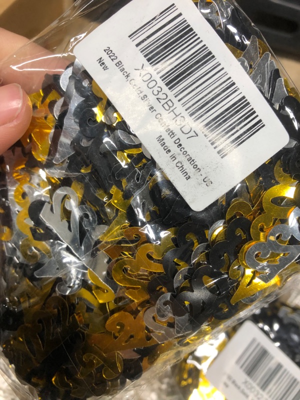 Photo 3 of 6pcks of Black, Gold Silver New Years Confetti 2022 - 1.8 Ounce | 2022 Confetti for New Years Eve Party Supplies 2022 | New Years Decorations for Table | Happy New Year Decorations 2023 | NYE Decorations 2022