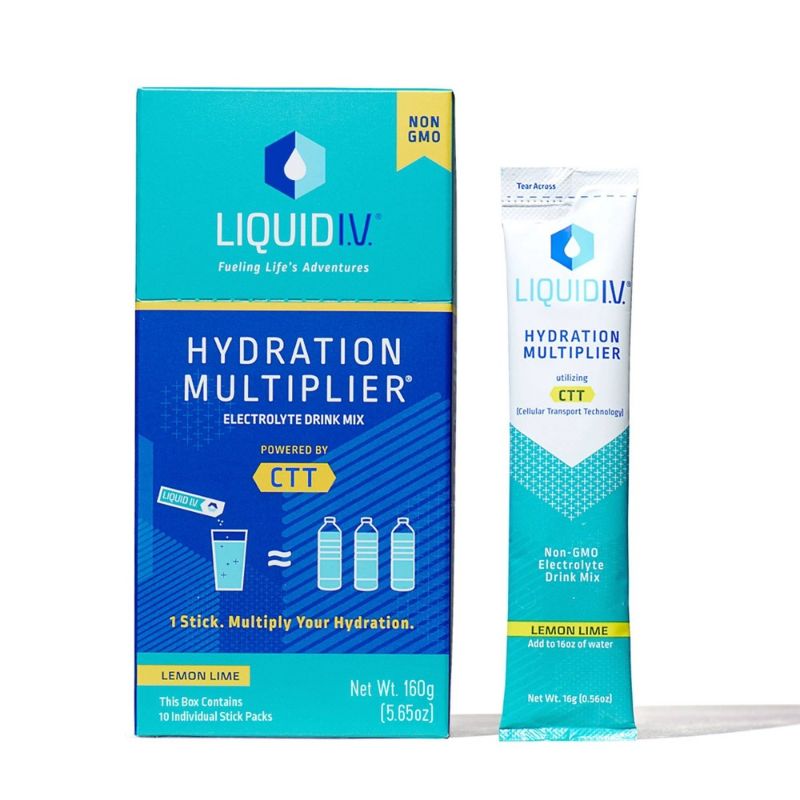 Photo 1 of **best by Mar 21,2024Liquid I.V. Hydration Multiplier, Electrolyte Powder, Supplement Drink Mix Lemon Lime - 0.56 Oz X 10 Pack
