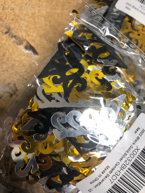 Photo 3 of 4PCKS OF Black, Gold Silver New Years Confetti 2022 - 1.8 Ounce | 2022 Confetti for New Years Eve Party Supplies 2022 | New Years Decorations for Table | Happy New Year Decorations 2022 | NYE Decorations 2022