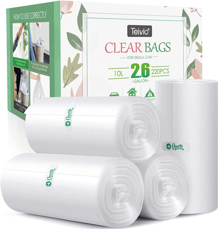 Photo 1 of 2.6 Gallon 330 Counts Strong Trash Bags Garbage Bags by Teivio, Bathroom Trash Can Bin Liners, Small Plastic Bags for home office kitchen (Metal Mixed)