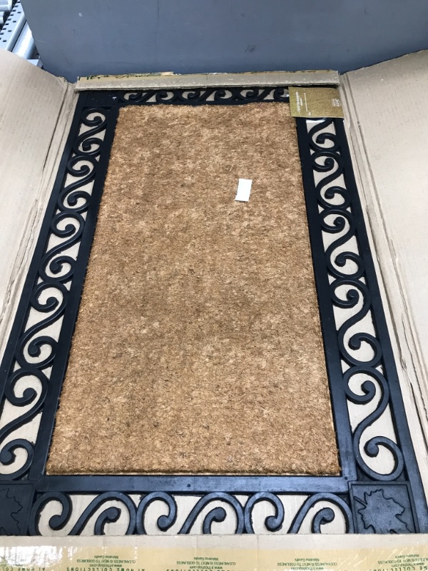 Photo 1 of A1HC Natural Coir and Rubber Door Mat, 38x23, Thick Durable Doormats for Indoor Outdoor Entrance, Heavy Duty, Thin Profile Door Mat, Easy to Clean, Long Lasting, Front Door Entry Doormat, Black Finish