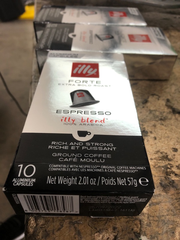 Photo 2 of **SET OF 3** Illy Espresso Single Serve Coffee Compatible Capsules, 100% Arabica Bean Signature Italian Blend, Forte Extra Dark Roast, 10 Count (Pack of 1) Forte Dark Roast EXP 09-25-2022**