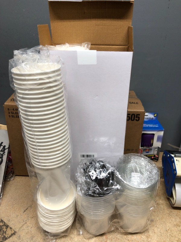 Photo 1 of 2 packs of disp cups bundle
box of paper, and box of plastic