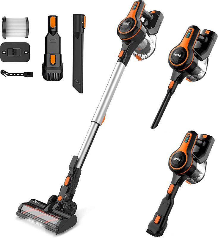 Photo 1 of ***PARTS ONLY*** INSE Cordless Vacuum Cleaner, 25Kpa Powerful Stick Vacuum, 6-in-1 Rechargeable Vacuum with 2500m-Ah Battery Up to 45mins Runtime, Lightweight Vacuum Cleaner for Pet Hair Hard Floor Carpet-S610 Black