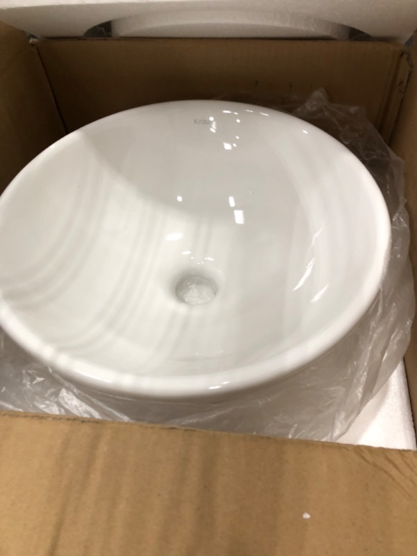 Photo 2 of *** NEW ***
KRAUS Elavo Round Vessel White Porcelain Ceramic Bathroom Sink, 14 inch KCV-341 Contemporary White