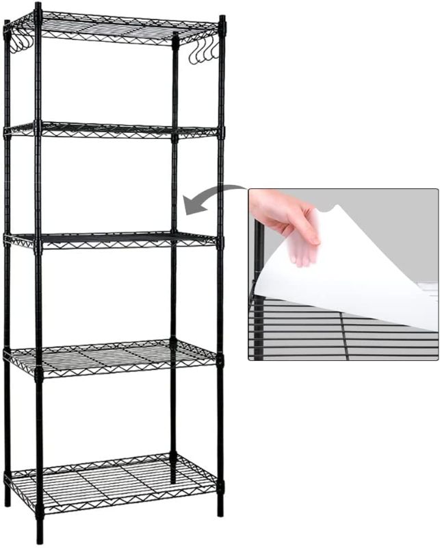 Photo 1 of 5-Shelf Shelving Unit with Shelf Liners Set of 5, NSF Certified, Adjustable, Steel Organizer Wire Rack, 100lbs Loading Capacity Per Shelf, for Kitchen and Garage (23.6W x 14D x 59H) Black