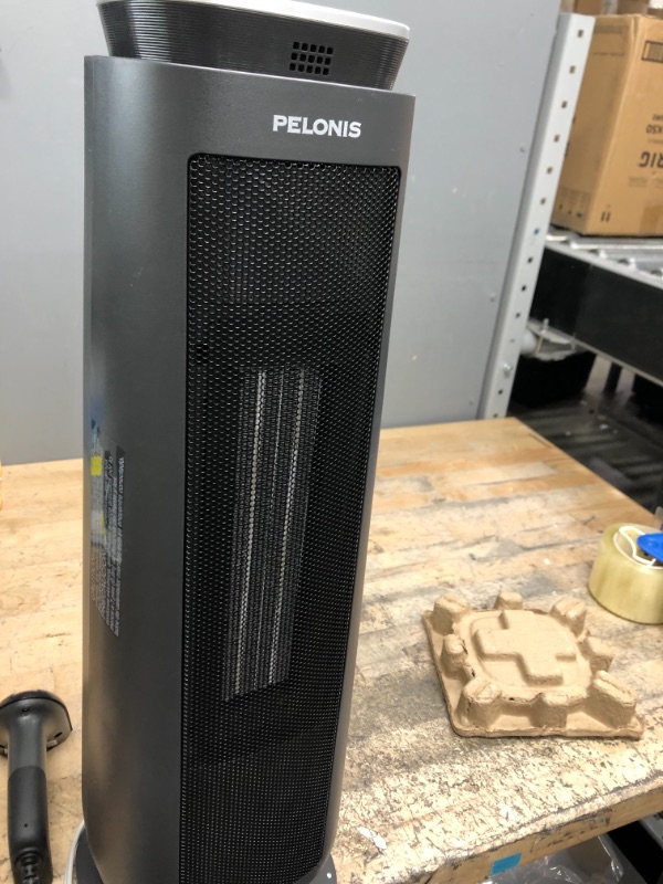 Photo 6 of PELONIS PTH15A4BGB Ceramic Tower 1500W Indoor Space Heater with Oscillation, Remote Control, Programmable Thermostat & 8H Timer, ECO Mode, Tip-Over Switch & Overheating Protection.Grey PTC Heater Grey