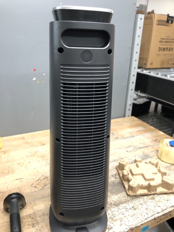 Photo 2 of PELONIS PTH15A4BGB Ceramic Tower 1500W Indoor Space Heater with Oscillation, Remote Control, Programmable Thermostat & 8H Timer, ECO Mode, Tip-Over Switch & Overheating Protection.Grey PTC Heater Grey