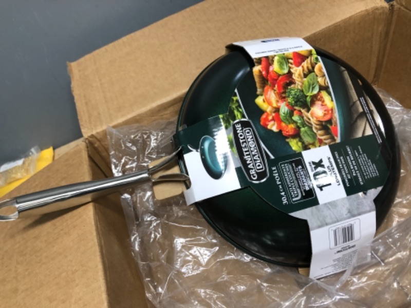 Photo 2 of "Granitestone Green Frying Pan with Ultra Nonstick Durable Mineral & Diamond Coating, Skillet with Stainless Steel Stay Cool Handle, Oven & Dishwasher Safe, 100% PFOA Free, 12""" (7383) 12" Fry Pan Green