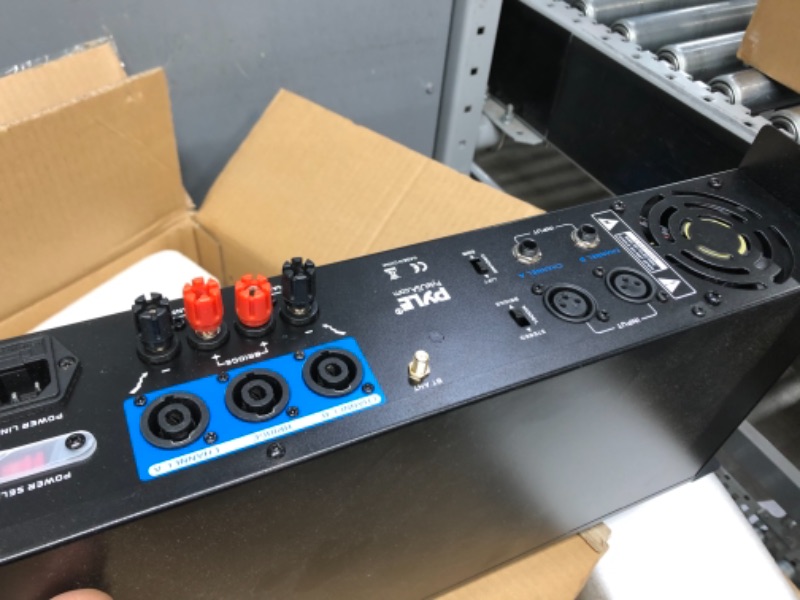 Photo 3 of DAMAGED ITEM
Professional Audio Bluetooth Power Amplifier - 2-Channel Rack Mount Bridgeable, LED Indicators, Shockproof Binding Posts, Cooling Fans 1000 Watt - Pyle PTA1000