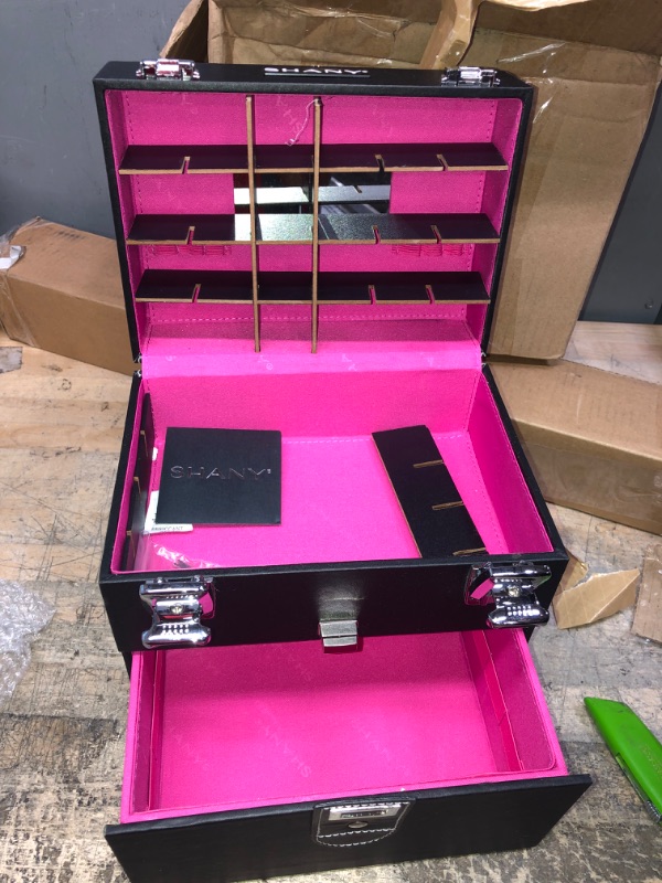 Photo 2 of SHANY Color Matters - Nail Accessories Organizer and Makeup Train Case - Black Black/Pink