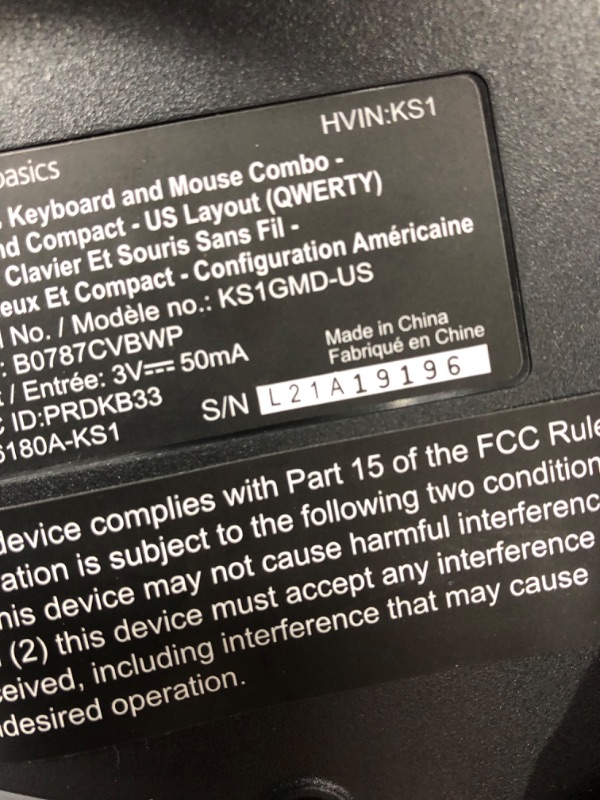Photo 1 of Amazon Basics Wireless Computer Keyboard and Mouse Combo - Quiet and Compact - US Layout (QWERTY)