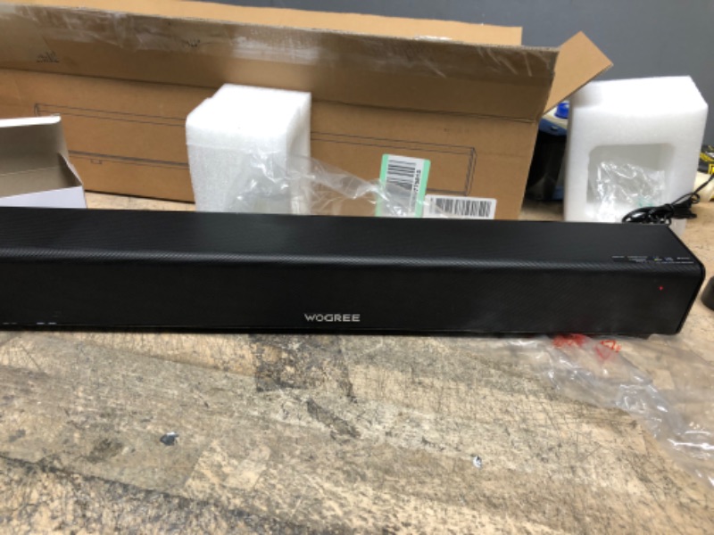 Photo 3 of Wogree 2.1ch Soundbar with Built-in Subwoofer, 80W 24 Inch Compact Small Sound Bars for TVs, Home Audio TV Speakers Support Bluetooth, HDMI-ARC, Optical, AUX, Line-in, and USB Input