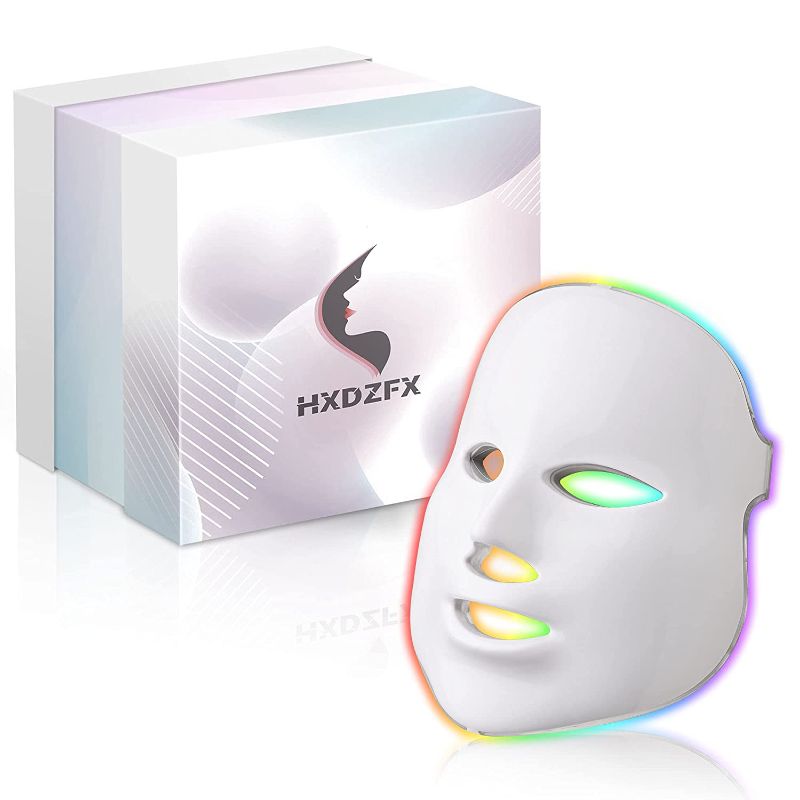 Photo 1 of HXDZFX LED Light Therapy Mask - 7 Color LED Face Mask Light Therapy Facial Treatment - Blue & Red Light Therapy Mask for Acne Fine Lines Wrinkles & Rosacea
