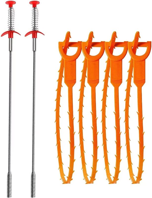 Photo 1 of 2 OF- 6 Pack liboyixi Drain Clog Remover Tool, 20inch Sink Snake Cleaner?4pcs? Snake Drain Auger Sewer toilet dredge, 25inch Drain Hair Remover Tool ?2pcs?For Sewer, Toilet, Kitchen Sink, Bathroom Tub