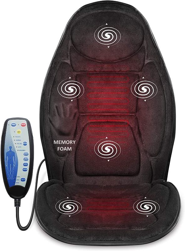 Photo 1 of Snailax Memory Foam Massage Seat Cushion - Back Massager with Heat,6 Vibration Massage Nodes & 2 Heat Levels, Massage Chair Pad for Home Office Chair
