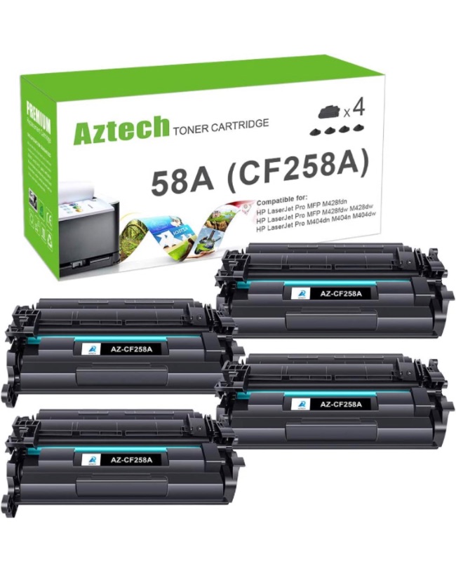 Photo 1 of Aztech Compatible Toner Cartridge Replacement for HP 58A CF258A 58X CF258X Pro M404n M404dn MFP M428fdw M428dw M428fdn Printer (Black 2-Pack)