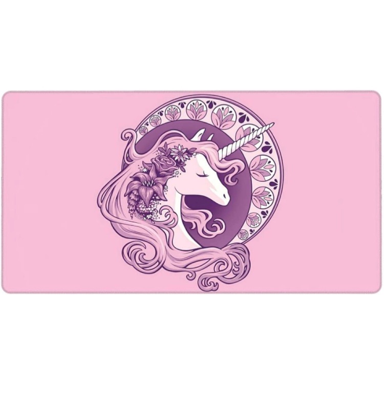 Photo 1 of Pink Large Gaming Mouse Pad with Stitched Edge Computer Keyboard Mat Non-Slip Rubber Base Desk Blotter Protector for Laptop Wireless Office Home 15.8 X 29.5 Inch, Fantasy Unicorn