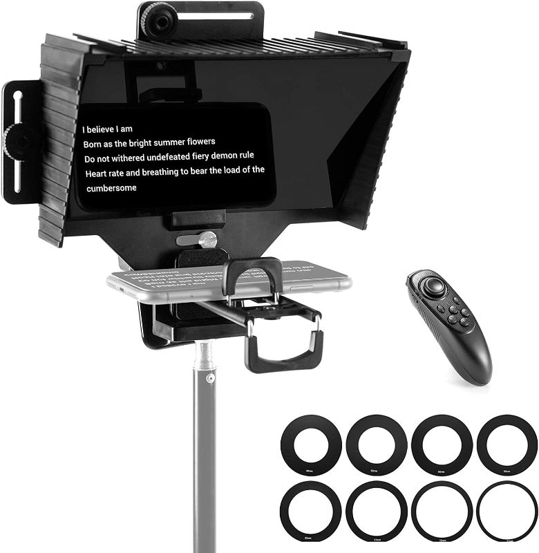 Photo 1 of Teleprompter with Remote Control, Phone and Tablet Holder, Large Screen HD Display Portable Laptop Teleprompter for Camera Live Streaming Video Recording