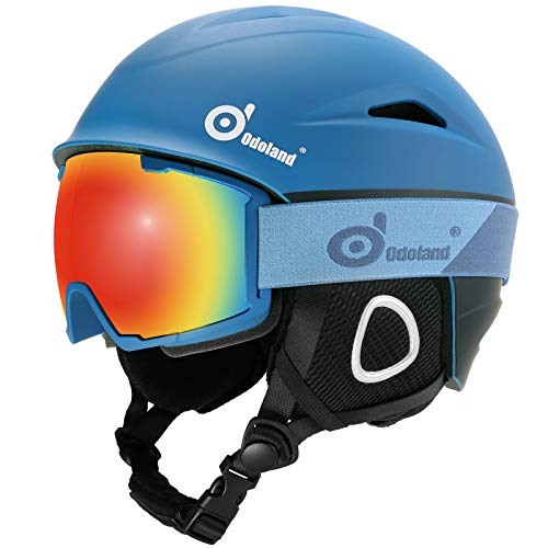 Photo 1 of Odoland Ski Helmet with Ski Goggles, Multi-Options Snowboard Helmet and Goggles Set for Men Women, Blue & Black, S
